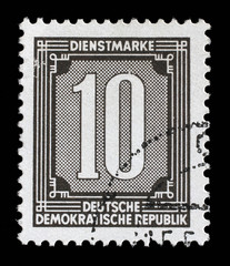 Stamp printed in GDR shows numeric value, circa 1956.