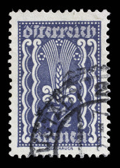 Stamp printed in Austria shows Symbols of Agriculture, circa 1922