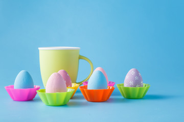 Easter eggs on a blue background