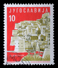 Stamp printed in Yugoslavia from the Local Tourism  issue shows Old City, Dubrovnik, Croatia, circa...