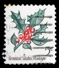 Christmas postage stamp printed in USA, circa 1964