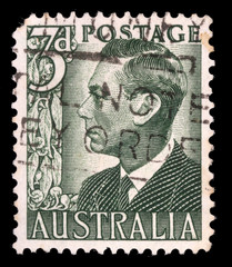 Stamp printed in Australia shows King George VI, circa 1951