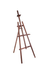 Brown wooden easel isolated on a white background