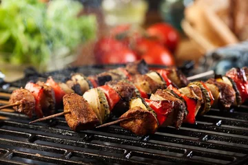 Printed roller blinds Grill / Barbecue Grilling shashlik on barbecue grill