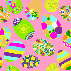 Seamless multicolored pattern of Easter eggs