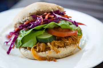 Vegan pulled pork sandwich