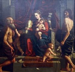 Girolamo da Carpi: Madonna mit Kind und Hieronymus und Johannes dem Täufer, Sammlung Alter Meister, Kroatische Akademie der Wissenschaften in Zagreb, Kroatien © zatletic