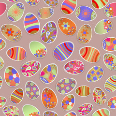 Seamless multicolored pattern of paper Easter eggs