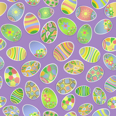 Seamless multicolored pattern of paper Easter eggs
