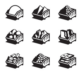 Containers with building materials - vector illustration