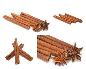 Collage of cinamon sticks and star anise