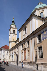 Fototapeta na wymiar Cathedral of St Nicholas in the capital city of Ljubljana, Slovenia 