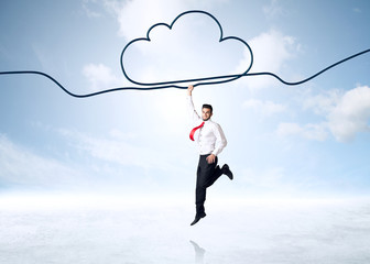 Hanging businessman concept