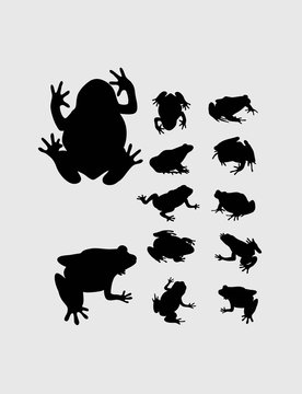 Frog Set Silhouette, art vector design 