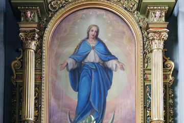 Virgin Mary altar in the Basilica of the Sacred Heart of Jesus in Zagreb, Croatia