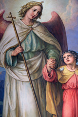 Guardian angel, altarpiece in the Basilica of the Sacred Heart of Jesus in Zagreb, Croatia