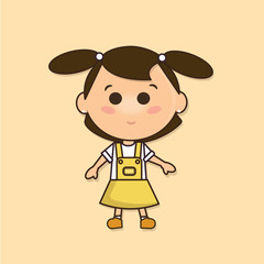 teenager girl in a funny costume cute vector illustration/chiby characters