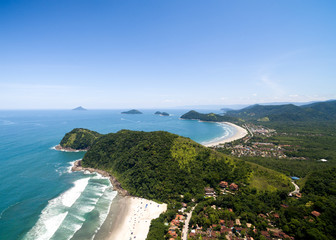 Aerial View of Camburi and Baleia Beach, Sao Paulo, Brazil