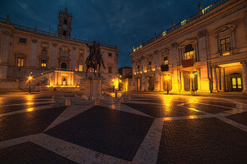 Fototapeta na wymiar Rome, Italy: The Capitolium square in the sunrise 