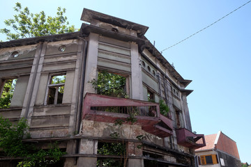 Destroyed house as war aftermath in Pakrac, Croatia 