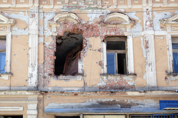 Destroyed house as war aftermath in Pakrac, Croatia 