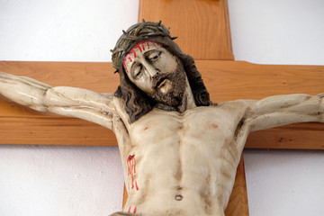 Crucifixion, Jesus died on the cross Church of Saint Francis of Assisi in Lipik, Croatia 