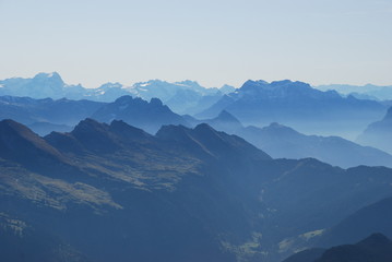 Swiss alps and fog