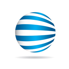 Abstract globe with perspective stripes logo. Vector graphic design