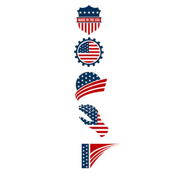 USA symbols logo stripes design elements. Vector graphic design