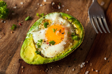 Homemade Organic Egg Baked in Avocado
