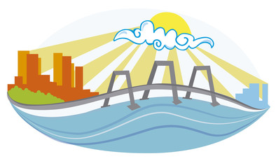 D&iacute;a soleado en el puente de la ciudad