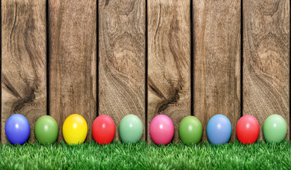 Easter eggs in green grass