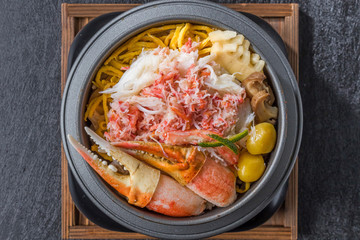 かにの釜めしcrab Pot meal Japanese foods (kamameshi)