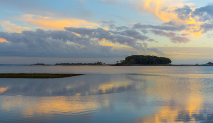 Westport Connecticut sunset at low tide