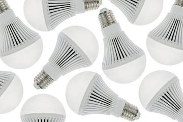 LED light bulbs for background, Isolated on white background.