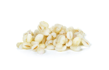 Boiled barley rice isolated on white