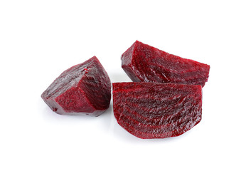 Boiled sliced beetroot isolated on white