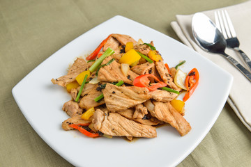 Pork stir-fried with black pepper