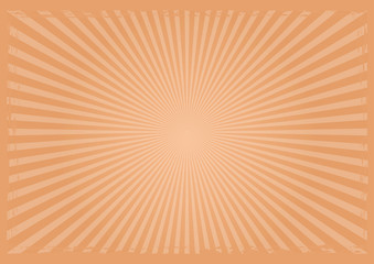 Retro beige background. Grunge style. Sepia, reddish-brown color. Vintage background of diverging rays