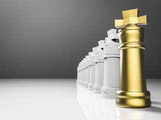 leadership concept with golden chess king 