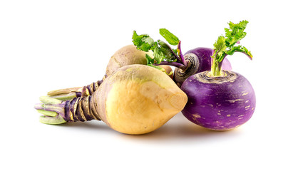 Freshly harvested turnips and swede produce