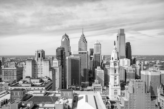 Fototapeta Top view of downtown skyline Philadelphia
