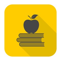 Education icons, Vector book with apple with long shadow