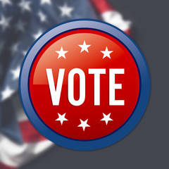 Vote sign on USA flag background
