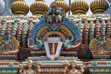 Fototapeta na wymiar Relief of temple in Kanchipuram, Tamil Nadu, India 