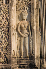 Apsara dancer stone carving at Angkor Wat temple