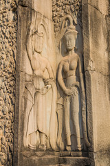 Apsara dancer stone carving at Angkor Wat temple