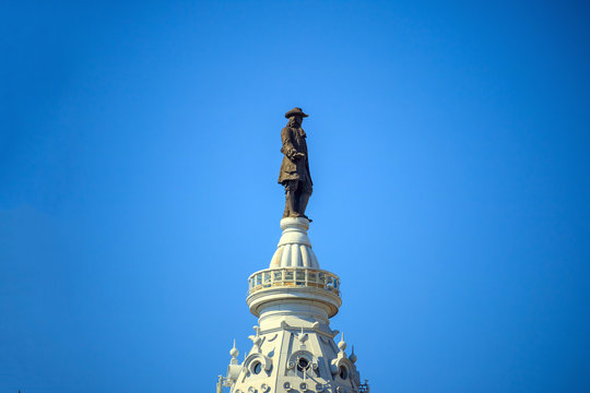 William Penn statue on a top of City Hall Philadelphia