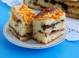 sweet bun with jam and almonds