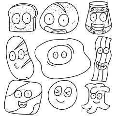 vector set of breakfast cartoon
